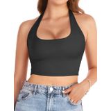 Liona Kadın Kare Yaka Siyah Renk Crop Top Bluz