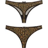 Liona Kadın Siyah Leopar Desenli G String Tanga 3'Lü