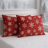 Lionas Desenli Pamuklu Yılbaşı Kar Desen Yastık Kılıfı 2 Adet 50 X 70 Cm Kırmızı