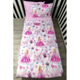 Lionas Tek Kişilik Nevresim Takımı Kız Çocuk Ranforce Pamuklu Prenses Desenli 155x230 Cm Açık Pembe