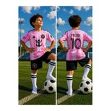Lionel Messi Inter Miami Pembe Siyah Deplasman Çocuk Forma Takımı 4 Parça Çorap+Bileklik Hediye