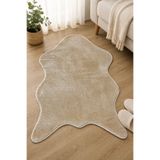 Lionhome Lh Düz Ayı Postu Renk Bej Comfort Kaymaz Taban Peluş Post Halı Yıkanabilir