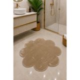 Lionhome Papatya Modeli Renk Bej Yumuşak Peluş Kaymaz Taban yıkanabilir Dekoratif Salon Oturma Odası Banyo Paspası Halısı