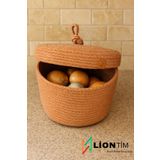 liontim Hasır Kapaklı Sepet ,el Dokuma, Çok Amaçlı Sepet, Banyo Ve Mutfak Organizeri 22x13