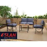 Lioon Art Merkür Model Balkon Cafe Bahçe Takımı Metal Koltuk Takımı Bahçe Mobilyası Çay Seti 2+1+1+Sehpa
