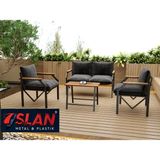 Lioon Art Valeni Model Balkon Cafe Bahçe Takımı Metal Koltuk Takımı Bahçe Mobilyası Çay Seti 2+1+1+Sehpa - Antrasit