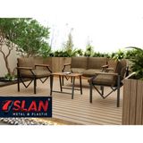 Lioon Art Valeni Model Balkon Cafe Bahçe Takımı Metal Koltuk Takımı Bahçe Mobilyası Çay Seti 2+1+1+Sehpa - Kahverengi