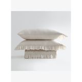 Liora Battal Boy Nevresim Takımı %100 Organik Pamuk Saten El Nakışlı Bej 240x220 Cm