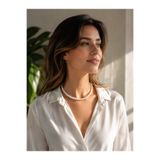 Liora De Mar Premium İnci Choker Kolye 30+6 cm Ayarlanabilir Zarif Tasarım Beyaz İnci Kadın Kolye