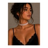 Liora De Mar Veloura İnci Detaylı Kadife Choker Kolye