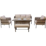 Liora | Üçlü Rattan Bahçe Oturma Grubu | 3+1+1+Sehpalı Bahçe Takımı