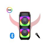 Lipon Işıklı Bluetooth Hoparlör Ses Bombası Mikrofonlu Karaoke Yüksek Ses Yeni Rgb 10watt siyah-black