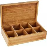 Lipper International 8 Bölmeli Bambu Ahşap Çay Kutusu, 12-3/8 "x 7-3/8" x 3-3/5"