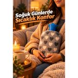 Lipra 2 Litre Kılıflı Sıcak Su Torbası Polar Kılıflı Vidalı Kapaklı Kauçuk Termofor Isı Torbası
