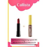 Lips Favorite Longwearing Ruj 303 - Kırmızı & Wonder Brow Eyebrow Kaş Maskarası 01 Makyaj Seti