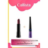 Lips Favorite Longwearing Ruj 308 Vampy Like - Bordo & Line Extend Dipliner 03 Mavi Makyaj Seti