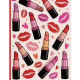 Lipstick Kisses Composition Notebook: College Ruled Journal with Chic Lipstick and Kiss Print Cover, 7.44 x 9.69", 110 Pages for School, Journaling, and Writing