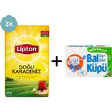 Lipton Doğu Karadeniz Dökme Siyah Çay 1000 gr x 3 Adet + Balküpü Kesme Şeker 1000 gr - 3 kg