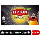 Lipton Earl Grey Bergamot Aromalı Demlik Poşet Çay 100 Adet 4 Paket