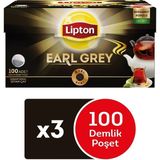 Lipton Earl Grey Demlik Poşet Çay 100 Adet Sade 3'lü Set Bergamot Aromalı