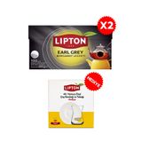 Lipton Earl Grey Demlik Poşet Çay 100lü x 2 Adet + 40. Yıl Tekli Çay Bardağı Hediyeli