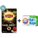 Lipton Earl Grey Dökme Siyah Çay 1000 gr x 3 Adet + Balküpü Kesme Şeker 1000 gr - 3 kg