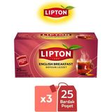 Lipton English Breakfast Siyah Bardak Poşet Çay 25LI x 3 Adet - Bitki Çayı