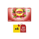 Lipton Kuşburnu Bardak Poşet Bitki Çayı 20'Li X 6 Adet