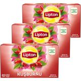 Lipton Kuşburnu Bardak Poşet Meyve Çayı 20 x 2,5 Gr. Üçlü Set