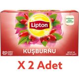 Lipton Kuşburnu Karışık Süzen Bardak Poşet Bitki Çayı 20LI x 2 Adet