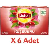 Lipton Kuşburnu Karışık Süzen Bardak Poşet Bitki Çayı 20LI x 6 Adet