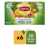 Lipton Mango & Ananas Bitki Süzen Poşet Çay 20li x 6 Adet
