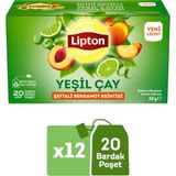 Lipton Şeftali ve Bergamot Aromalı Yeşil Çay 20LI x 12 Adet - Bitki Çayı