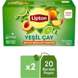 Lipton Şeftali ve Bergamot Aromalı Yeşil Çay 20LI x 2 Adet - Bitki Çayı