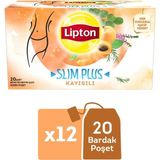 Lipton Slim Plus Kayısılı Bitki ve Meyve Bardak Poşet Çay 20 x 2 gr 12 Adet Ferahlatıcı Özellik