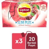 Lipton Slim Plus Kiraz Saplı 20'li Bardak Poşet Çay 3 Paket