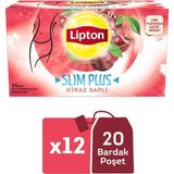Lipton Slim Plus Kiraz Saplı 20'li x 12 Adet Doğal ve Katkısız Ferahlatıcı Bitki Çayı
