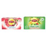 Lipton Slim Plus Kiraz Saplı Bardak Süzen Poşet Bitki Çayı 20'li Paket, 40 g ve Lipton Mango ve Ananaslı Tropikal Bardak Poşet Yeşil Çay 20'li Paket