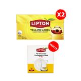 Lipton Yellow Label Demlik Poşet Çay 100lü x 2 Adet + 40. Yıl Tekli Çay Bardağı Hediyeli