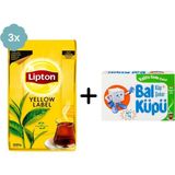 Lipton Yellow Label Dökme Siyah Çay 1000 gr x 3 Adet + Balküpü Kesme Şeker 1000 gr - 3 kg