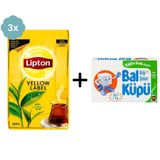 Lipton Yellow Label Dökme Siyah Çay 1000 gr x 3 Adet + Balküpü Kesme Şeker 1000 gr