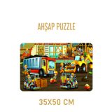 LİPYOS 200 Parça Iş Makineleri Ve Inşaat Sahası Ahşap Puzzle