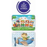 Lipyos 2'li Set 54 Parça Ahşap Puzzle Tren ve Sevimli Dinazor Uçakta Çocuklar Için