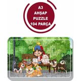 Lipyos Baskı Atölyesi Sevimli Hayvanlar ve Ben A3 104 Parça Puzzle, Oyuncak, Yapboz