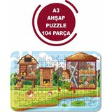 Lipyos Çiftlikte Tavuk, Horoz ve Civcivler A3 104 Parça Puzzle, Oyuncak, Yapboz