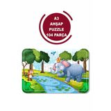 Lipyos Fil ve Arkadaşları A3 104 Parça Puzzle, Oyuncak, Yapboz