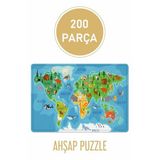 LİPYOS Hayvanlar Dünya Haritası-1 200 Parça Ahşap Puzzle