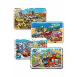 Lipyos Iş Makinaları, Arabalar, Helikopter, Polis Ve Araçlardan Oluşan Ahşap Puzzle Set