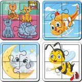 Lipyos Kedi, Helikopter, Aydede ve Fil, Arı 4 Parça 4'lü Yapboz Ilk Puzzle, Kolay Puzzle