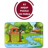 Lipyos Kuş Yuvası ve Kuşlar A3 104 Parça Puzzle, Oyuncak, Yapboz